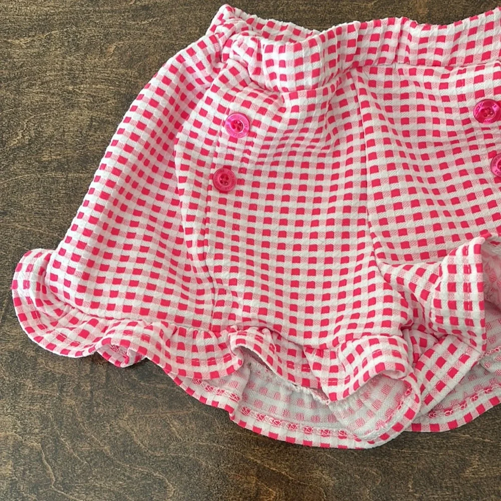 Juicy Couture Girls Pink Gingham Ruffle Shorts - Picture 4 of 5